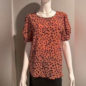 Papermoon Rauched Sleeve Animal Print Blouse